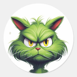 Adesivo Redondo Halloween Angry Cat