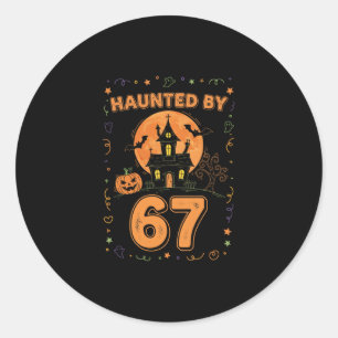 Adesivo Redondo Halloween Assombrado 67 Seis Sete Meme 1 (12)