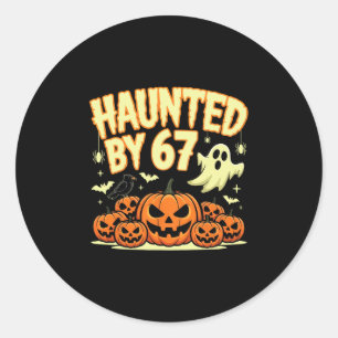 Adesivo Redondo Halloween Assombrado 67 Seis Sete Meme 1 (13) 