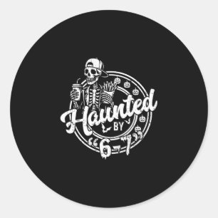 Adesivo Redondo Halloween Assombrado 67 Seis Sete Meme 1 (2) 