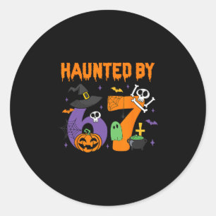 Adesivo Redondo Halloween Assombrado 67 Seis Sete Meme 1 (4)