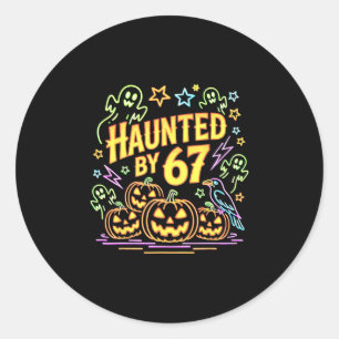 Adesivo Redondo Halloween Assombrado 67 Seis Sete Meme 1 (6) 
