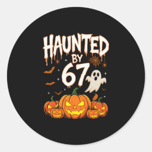 Adesivo Redondo Halloween Assombrado 67 Seis Sete Meme 1 (7)