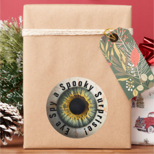 Adesivo Redondo 👁️ Halloween Assombrado Espião Olho assustado...