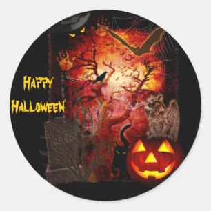 Adesivo Redondo Halloween Assustador