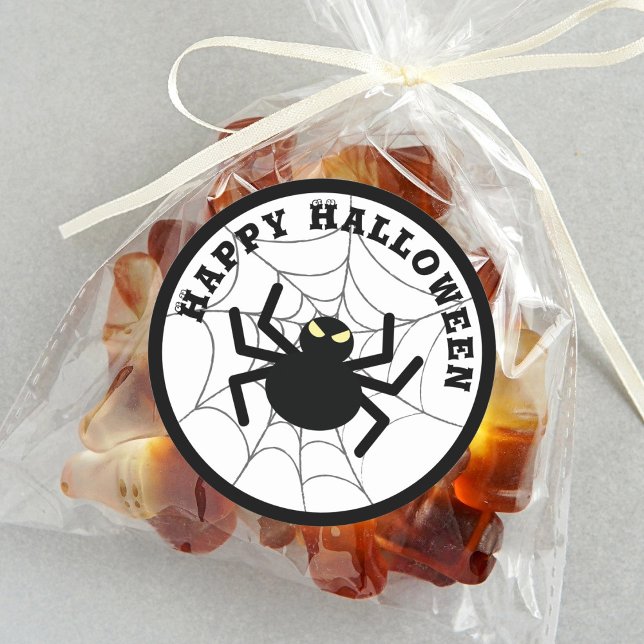 Adesivo Redondo Halloween Assustador Preto Assustador, Aranha Irri (Criador carregado)