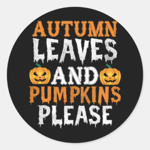 Adesivo Redondo Halloween Autumn Leaves And Pumpkins Birthday