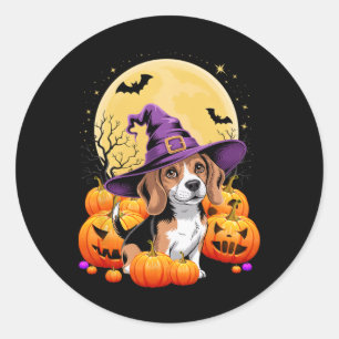 Adesivo Redondo Halloween Beagle Dog Pumpkin Costume Para Homens