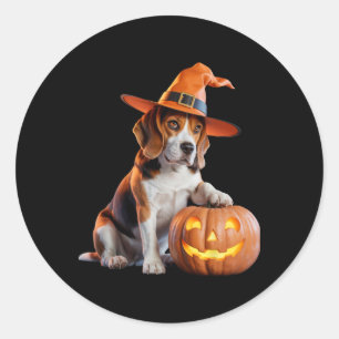 Adesivo Redondo Halloween Beagle Para Cachorros Amantes Encantador