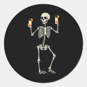 Adesivo Redondo Halloween Bebendo de esqueleto Tequila Sunrise