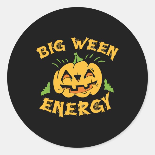 Adesivo Redondo Halloween Big Ween Costume Pumpkin Em Outubro T (Frente)