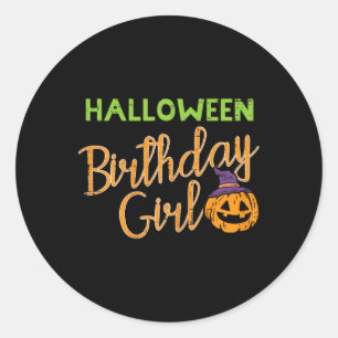 Adesivo Redondo Halloween Birthday Girl Bday Figurume Meninas Para