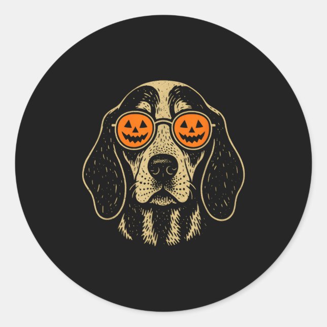 Adesivo Redondo Halloween Bluetick Coonhound Dog With Pumpkin Gles (Frente)