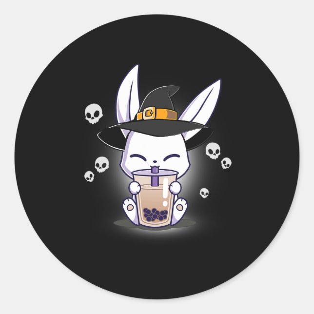 Adesivo Redondo Halloween Bo Bunny Kawaii Anime Bruxa Bunny Bo (Frente)