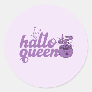 Adesivo Redondo Halloween Bonito, Rainha do Halloween, Halloqueen,
