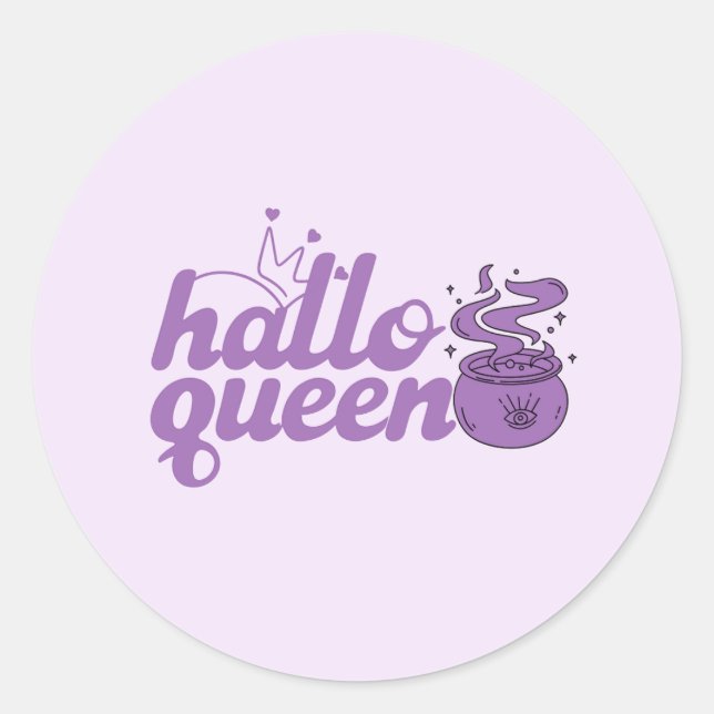 Adesivo Redondo Halloween Bonito, Rainha do Halloween, Halloqueen, (Frente)