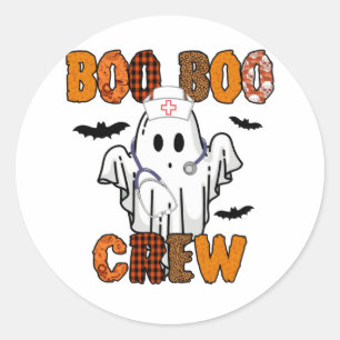 Adesivo Redondo Halloween Boo Boo Crew Nurse Aniversário