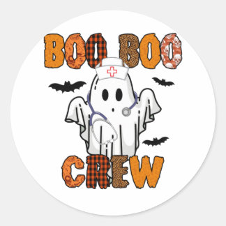 Adesivo Redondo Halloween Boo Boo Crew Nurse Aniversário