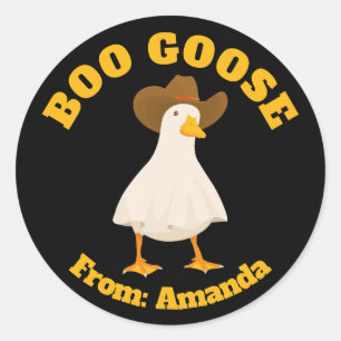 Adesivo Redondo Halloween Boo Ghost Goose Trick ou Treine Western
