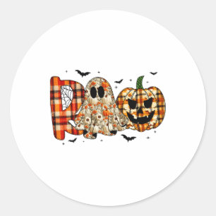 Adesivo Redondo Halloween Boo Ghost Pumpkin Patches Girl F