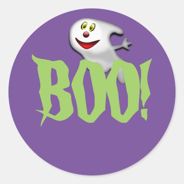 Adesivo Redondo Halloween Boo Ghost Stickers (Frente)