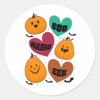 Adesivo Redondo Halloween Boo Magic Eek Aniversário