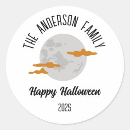 Adesivo Redondo Halloween Brilhando Nome Personalizado da Lua Comp