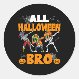 Adesivo Redondo Halloween Bro Dabbing Skeleton Jack O Lantern Boys