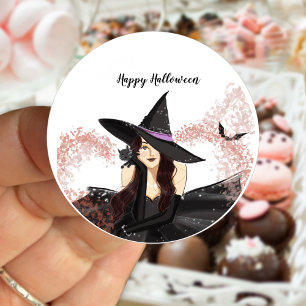 Adesivo Redondo halloween, bruxa