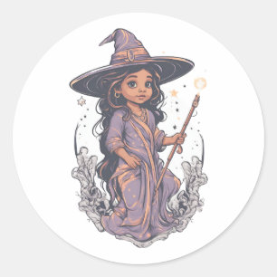 Adesivo Redondo Halloween, bruxa 7 bebê, bruxa divertida, para cri