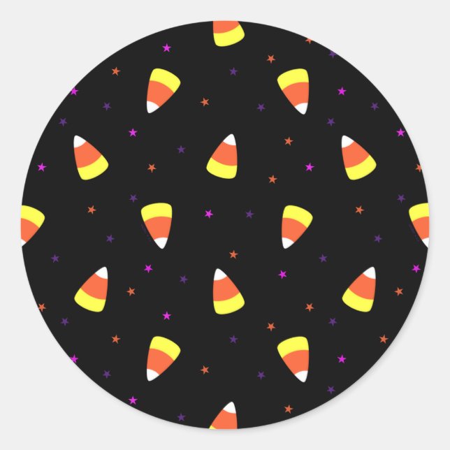 Adesivo Redondo Halloween Candy Corn Pattern (Frente)