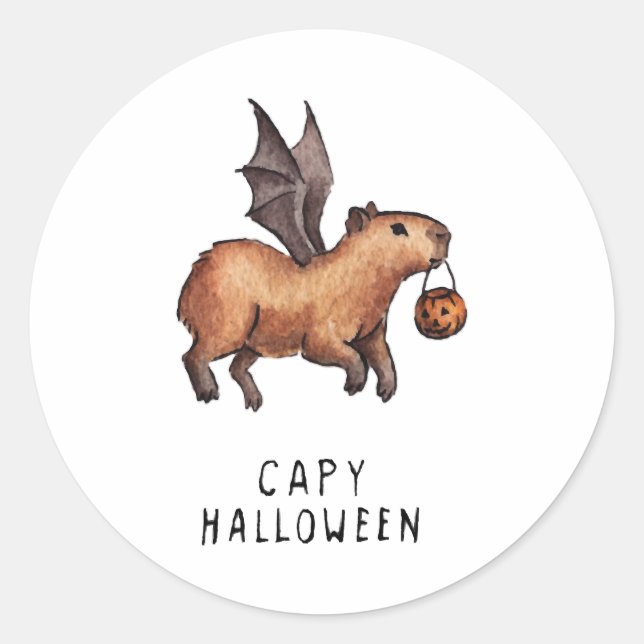 Adesivo Redondo Halloween Capybara (Frente)