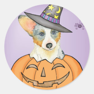 Adesivo Redondo Halloween Cardigan Welsh Corgi