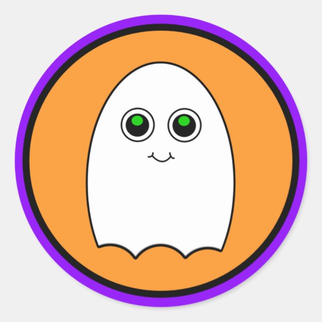 Adesivo Redondo Halloween Cartoon Ghost (Frente)