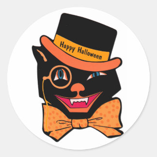 Adesivo Redondo Halloween cat