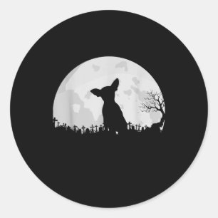 Adesivo Redondo Halloween Chihuahua Costume Gift Moon Engraçado