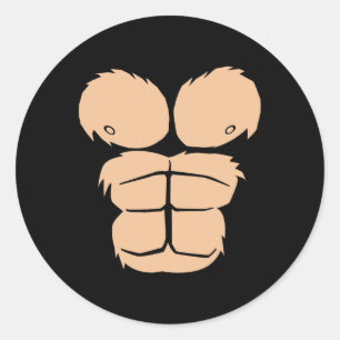 Adesivo Redondo Halloween Costume Divertido Macaco Gorilla Chest S