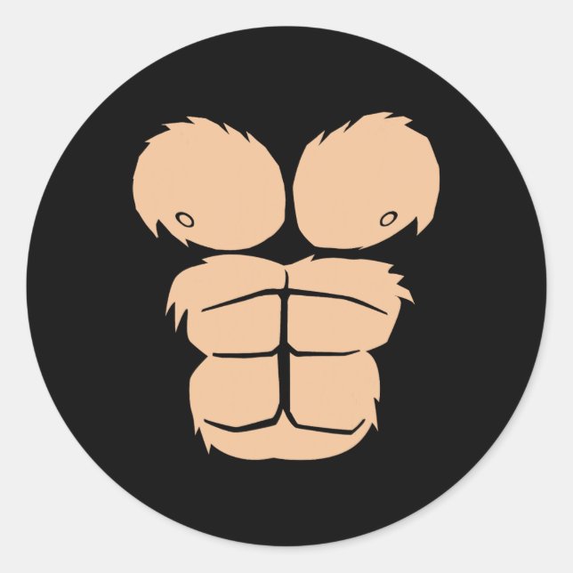 Adesivo Redondo Halloween Costume Divertido Macaco Gorilla Chest S (Frente)