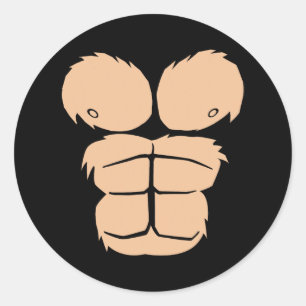 Adesivo Redondo Halloween Costume Divertido Macaco Gorilla Chest S