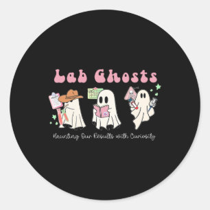 Adesivo Redondo Halloween Costume Ghost Teacher Laboratory Lab Tec