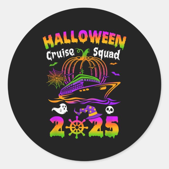 Adesivo Redondo Halloween Cruise Squad 2025 Pumpkin Soky Season Fa (Frente)
