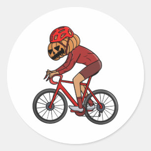 Adesivo Redondo Halloween Cyclist Pumpkin