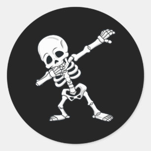 Adesivo Redondo Halloween Dabbing Skeleton Boys Garotas Dab