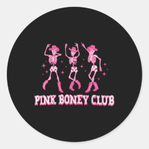 Adesivo Redondo Halloween Dancing Skeleton Trio Cowboy Rosa Boney