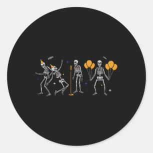 Adesivo Redondo Halloween Dancing Skeletons Party Balon Music Cu