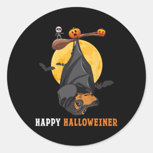 Adesivo Redondo Halloween De Abóbora Para Mulheres & Cão De En