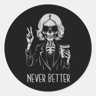 Adesivo Redondo Halloween de café da Copa do Bebendo sem melhor es