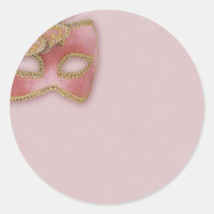 Adesivo Redondo Halloween de máscara de borboleta rosa