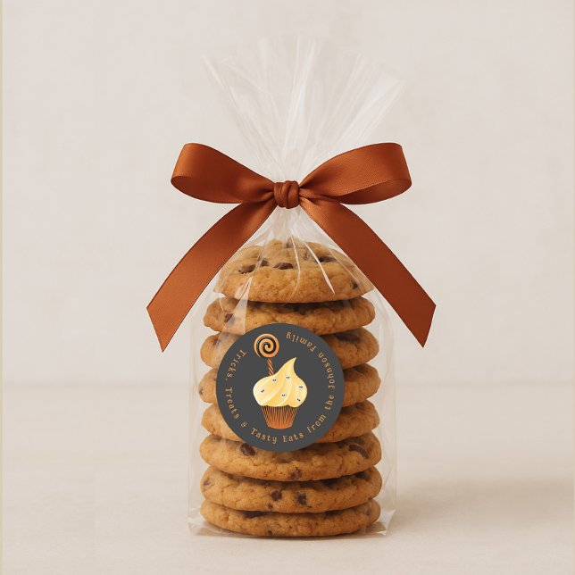 Adesivo Redondo Halloween de Nome de Família Personalizado (Criador carregado)