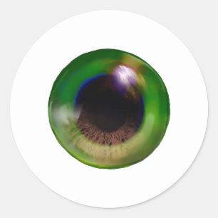 Adesivo Redondo Halloween de Olhos Verdes Realistas, Estranho e Re